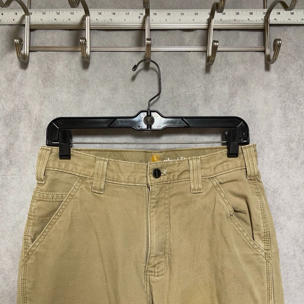 Carhartt Pants Men 29x30 Beige Relaxed Rugged Flex Canvas Fleece Lined 103342